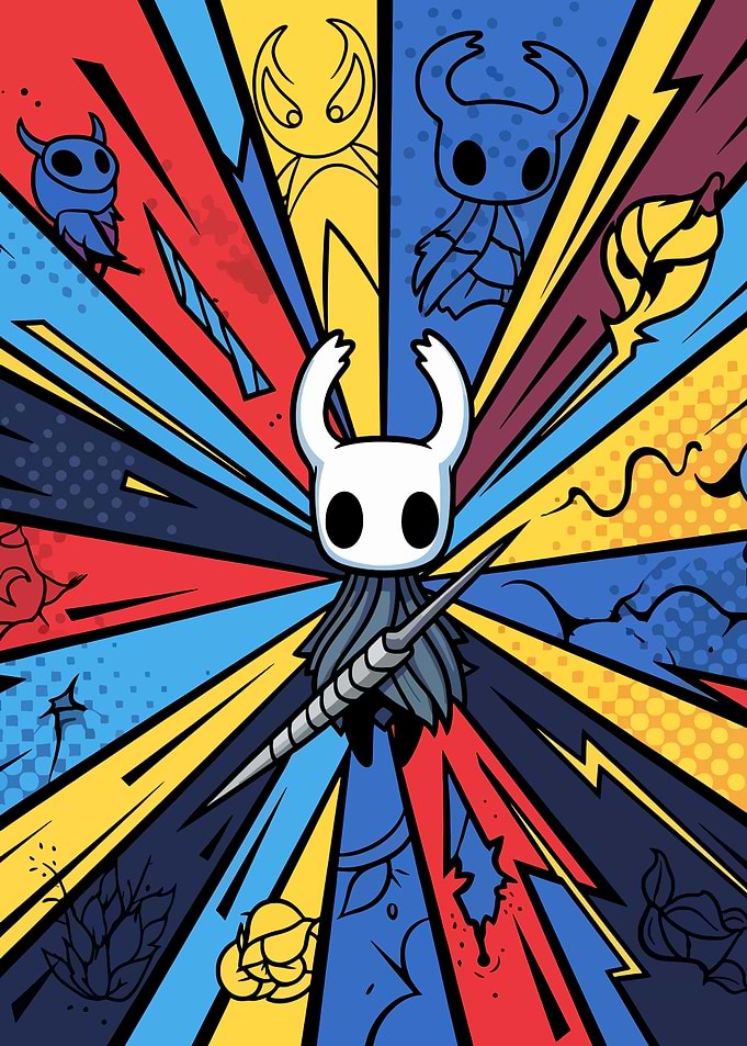 Hollow Knight Pop Art Comic Style Metal Poster