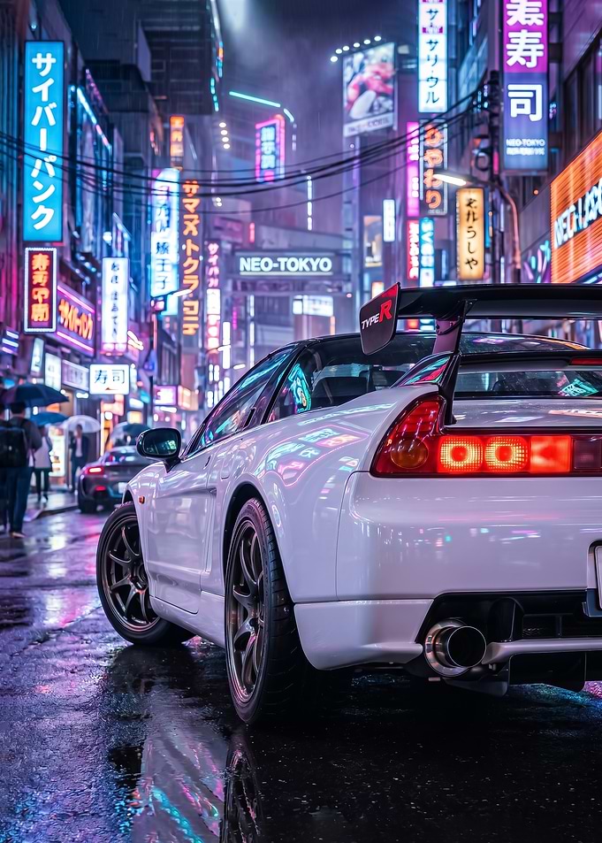 Cyberpunk honda nsx Car in Neo-Tokyo