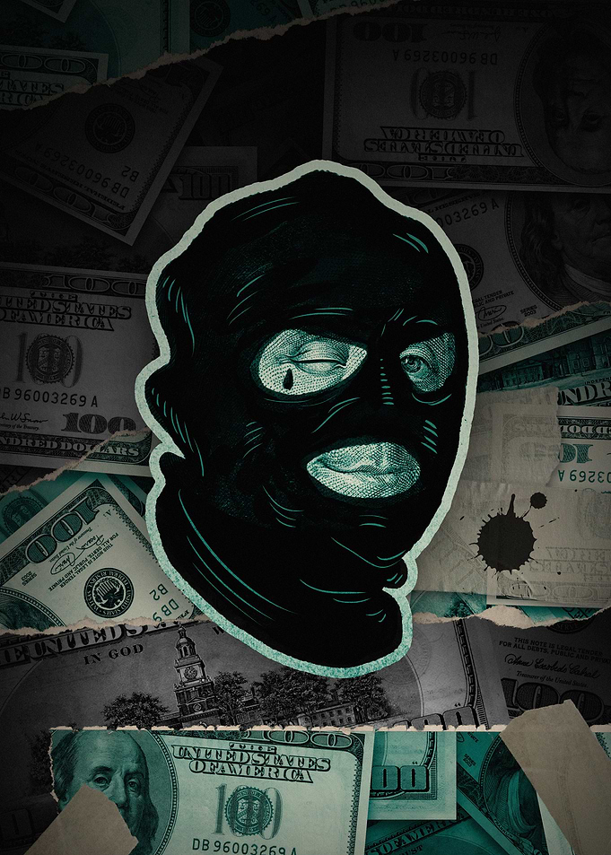 Masked Figure Over Money