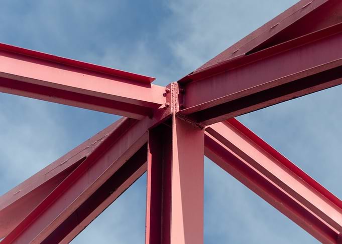 Red Steel Bridge Structure