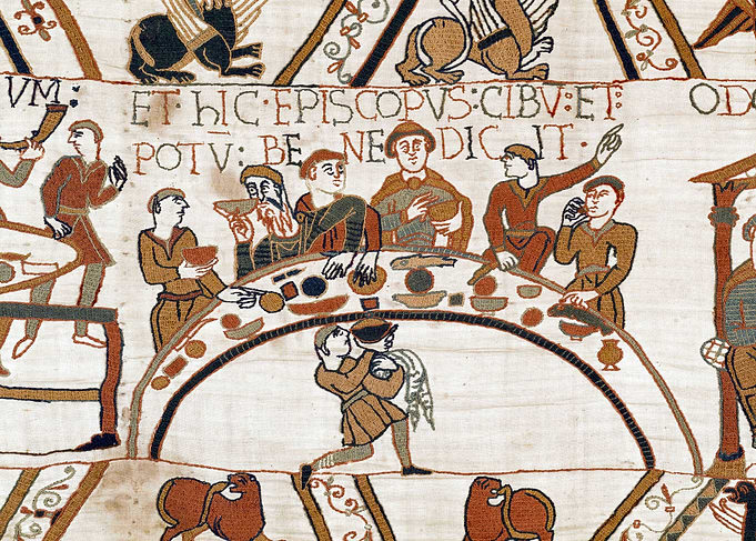 The Bishop Blesses the Food and Drink Bayeux Tapestry Scene 43