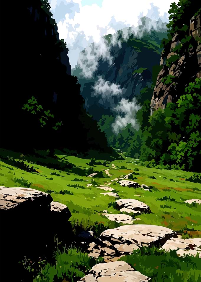 Misty Mountain Valley Path