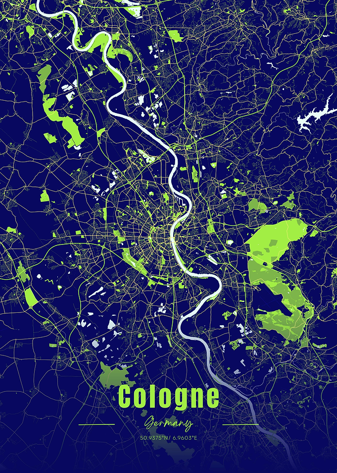 Cologne Germany Map Art