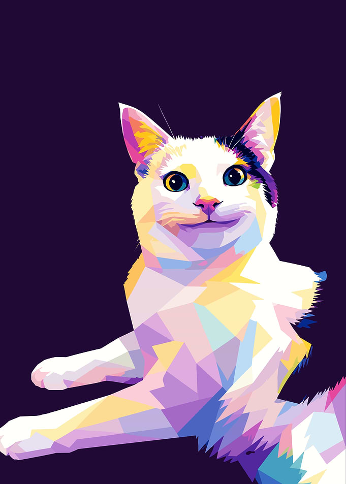 Colorful Geometric Cat Portrait