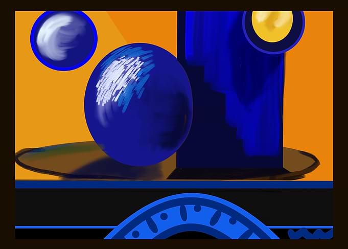 Abstract Blue and Orange Still Life