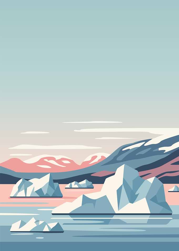 Arctic Landscape with Icebergs
