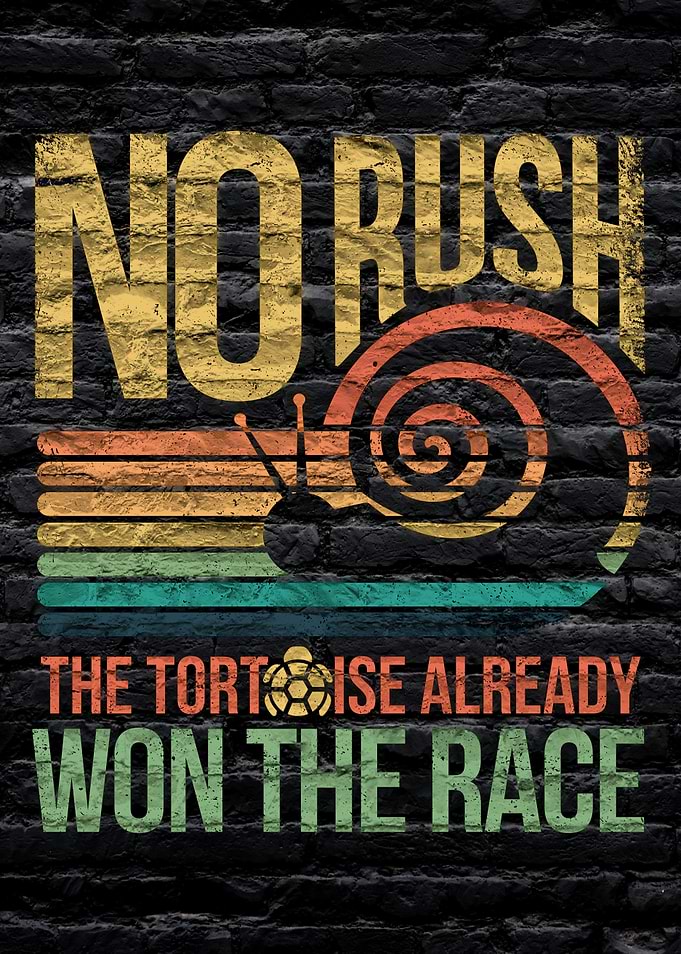 No Rush Tortoise Already Won Race Snail Art Metal Displate Home Decor