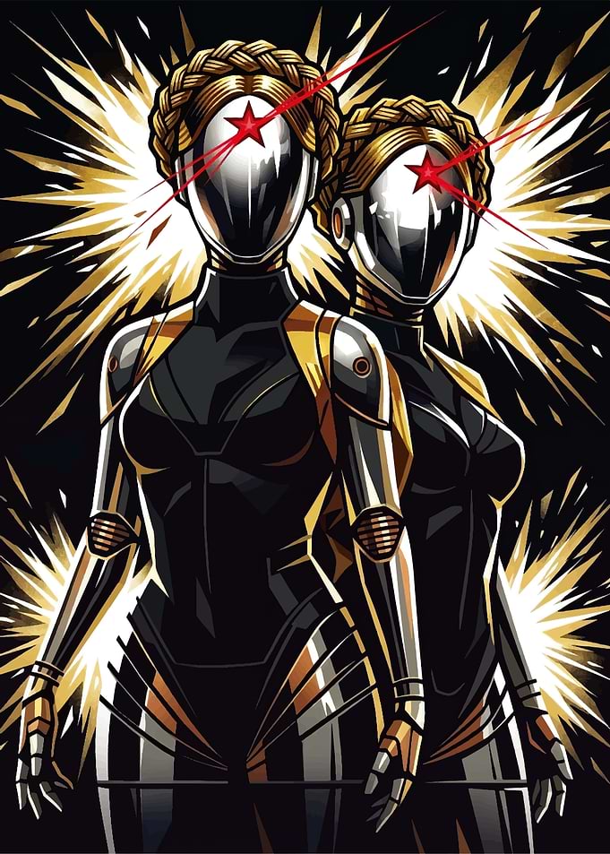 Robotic Twins with Red Stars