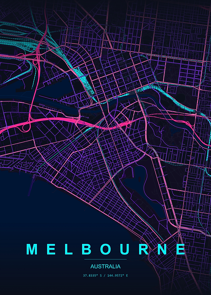 Melbourne City Map Art