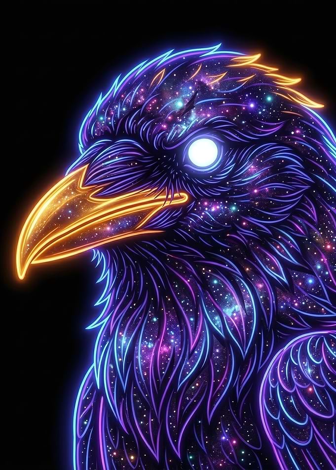 Cosmic Raven Neon Art