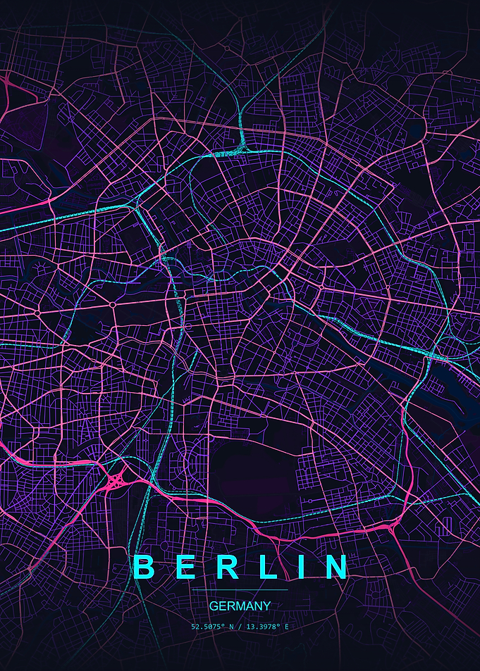 Berlin City Map Neon Art