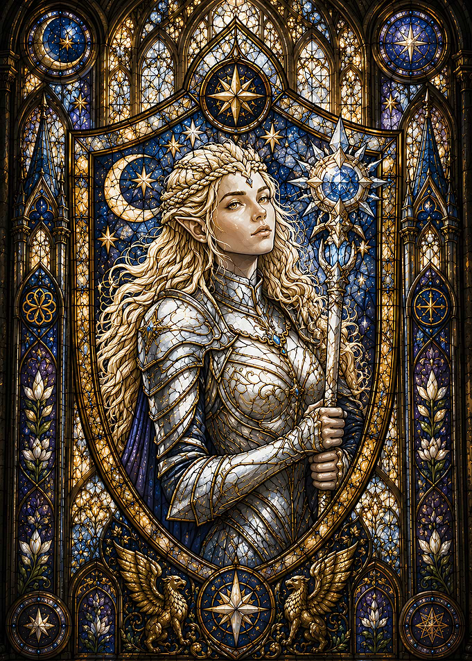 Stained Glass Elf Warrior