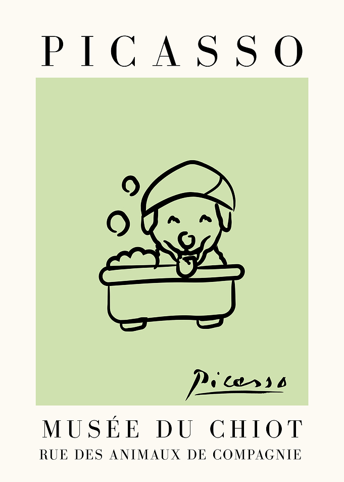 Picasso Dog Bath Poster