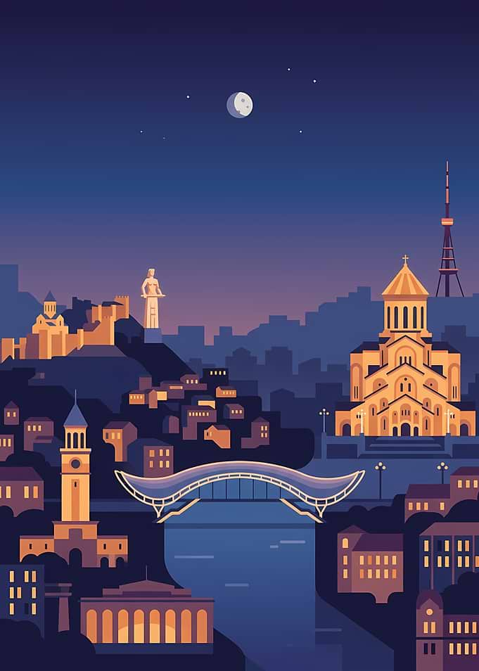 Tbilisi Cityscape at Night