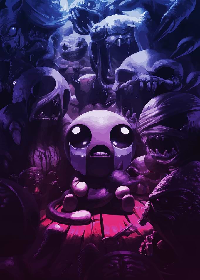 The Binding of Isaac Crying Child Surrounded by Monsters