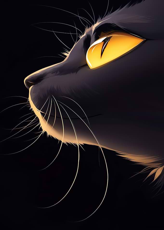 Close-up of a black cat's eye