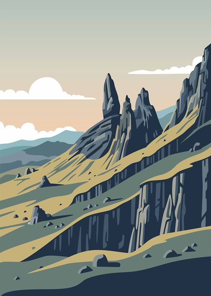 Jagged Rock Mountain Landscape