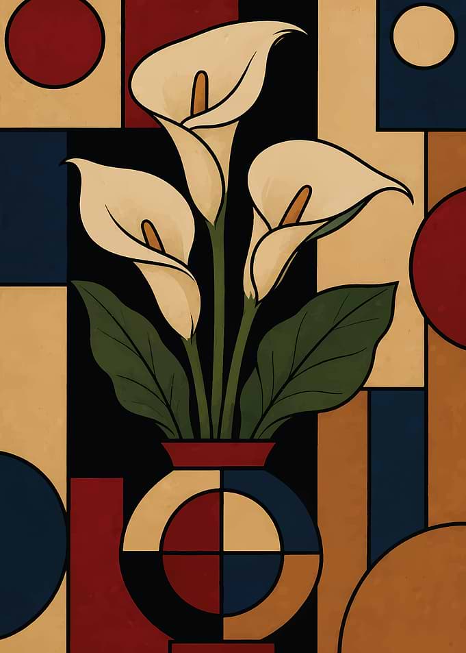 Calla Lilies in Geometric Vase