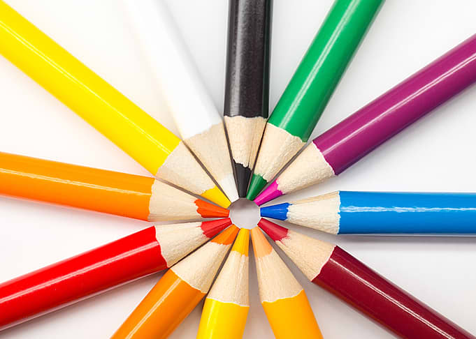 Colored Pencils Arranged in a Circle