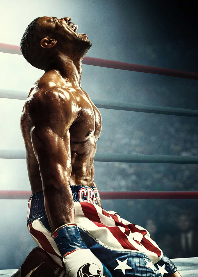 Boxer Adonis Creed in victory pose