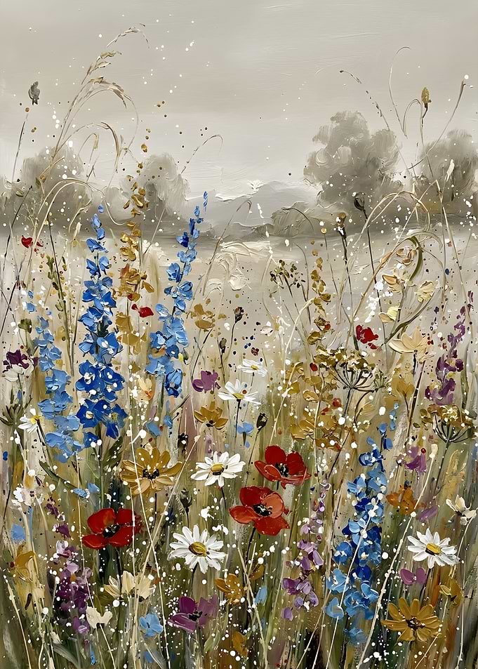 Impressionistic Wildflower Meadow Painting