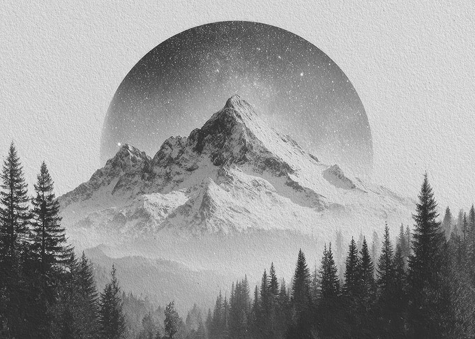 Snowy Mountains Under Starry Sky