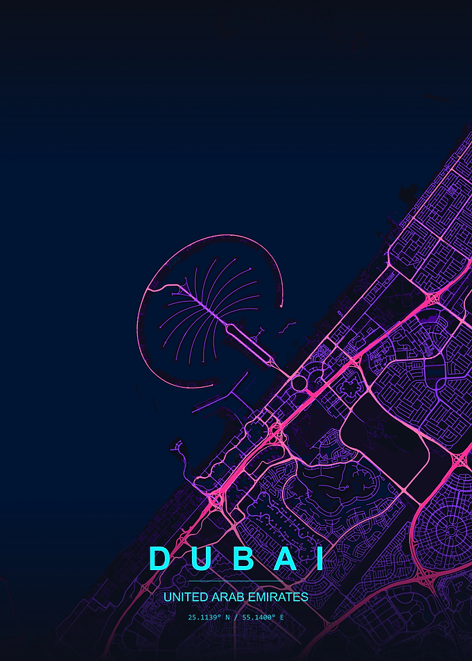 Dubai City Map Art