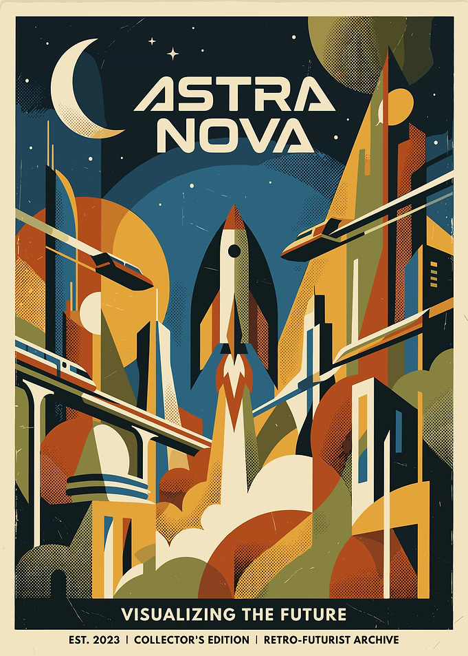 Retro-Futurist Space City Poster