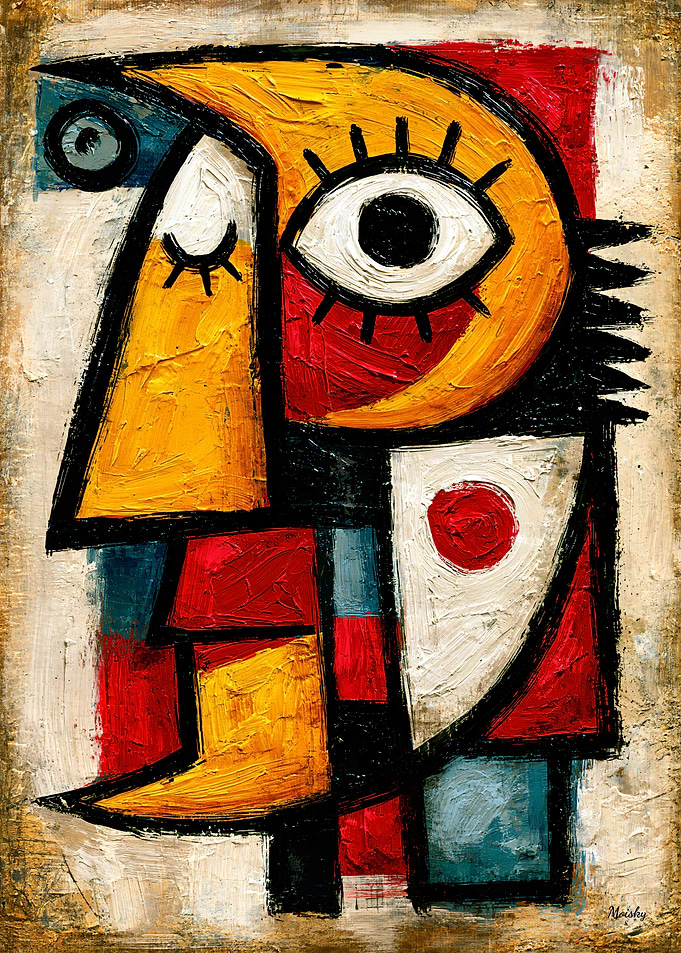Primitive Cubist Dreamer Bold Abstract Wall Art