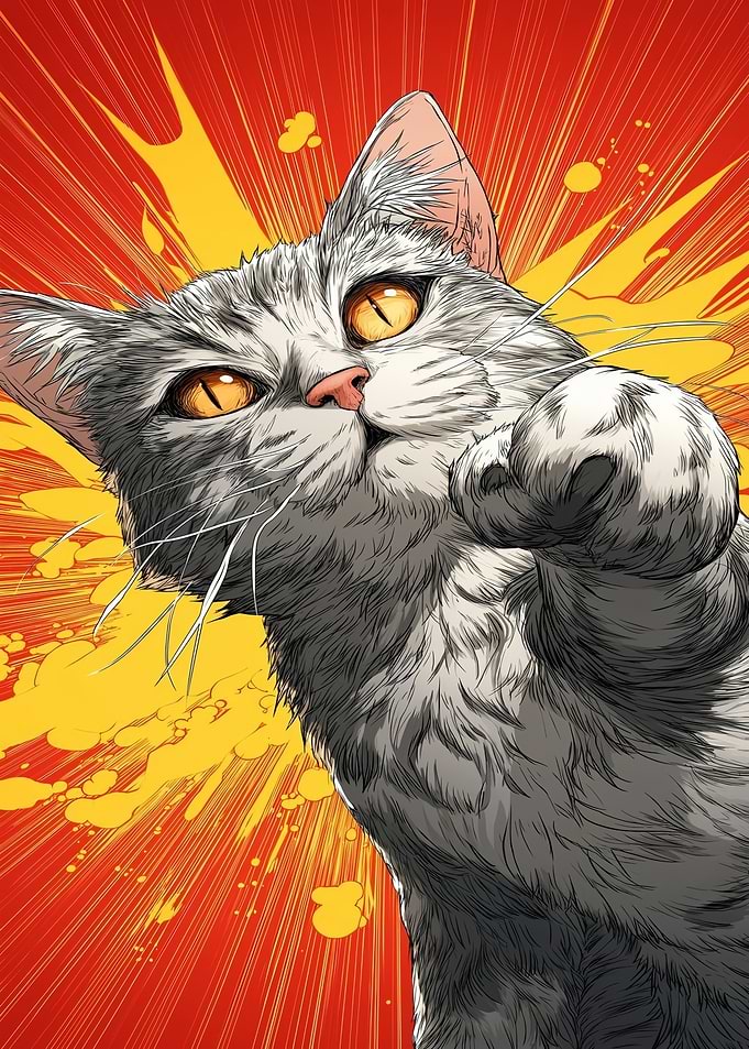 Aggressive Cat with Paw Raised