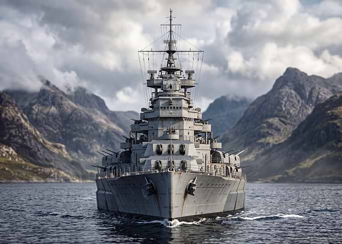 Battleship in a Fjord