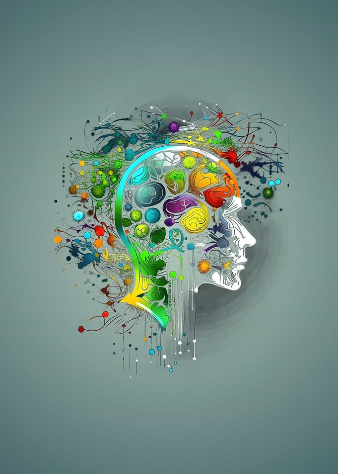 Abstract Human Head with Colorful Brain