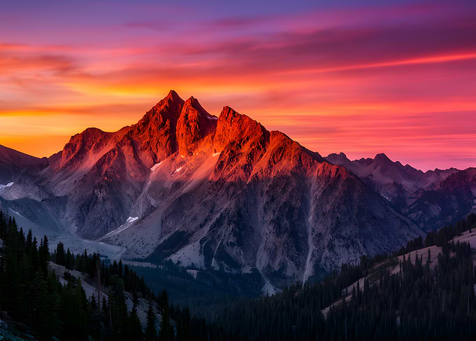 Mountain Peaks at Sunset