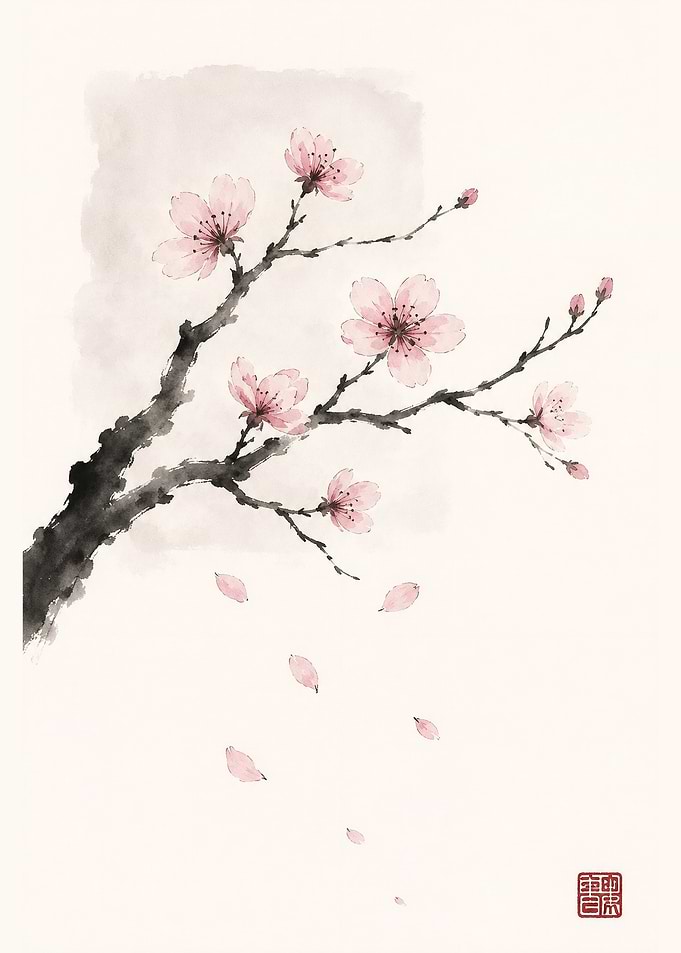 Cherry Blossoms Falling