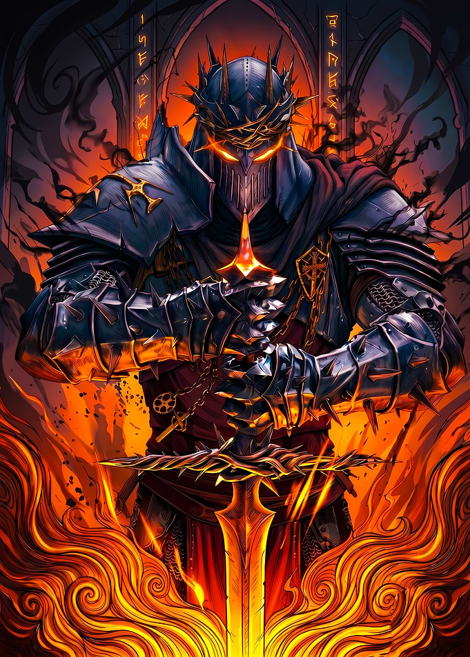 Dark Crusader with Sword Art