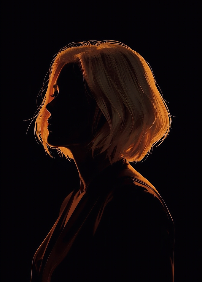 Silhouette of a woman with golden light