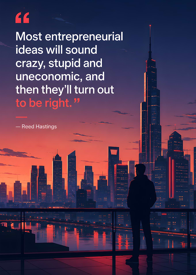 Entrepreneurial quote over cityscape