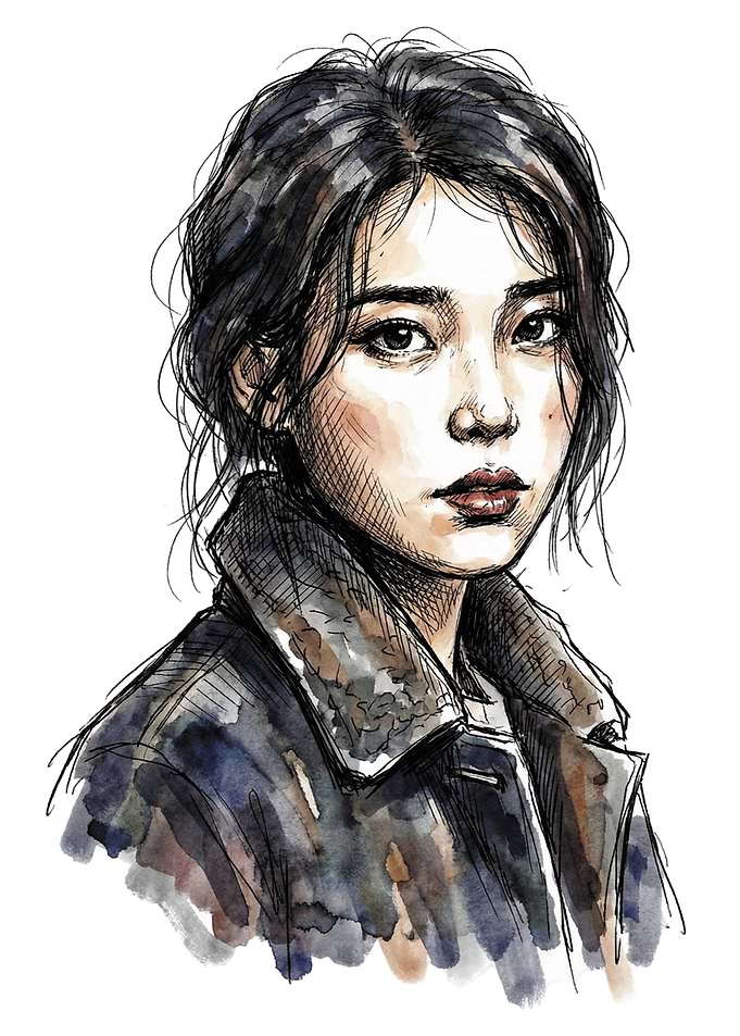 Watercolor Portrait of a Young Woman