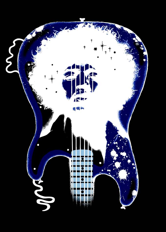 Jimi Hendrix Electric Guitar Portrait