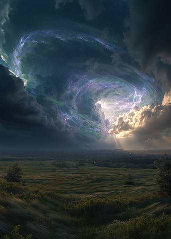 Cosmic Storm Over Landscape