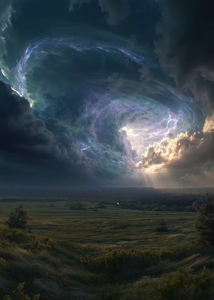 Cosmic Storm Over Landscape