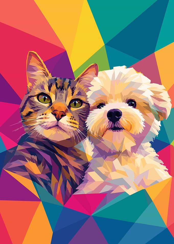 Pop Art Cat and Dog Portrait