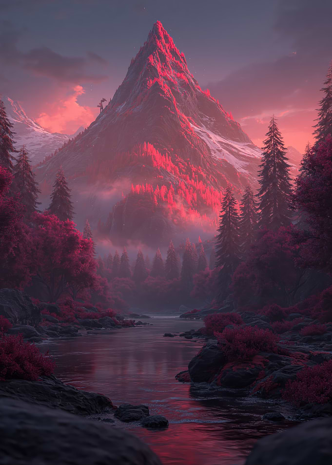 Crimson Mountain Landscape