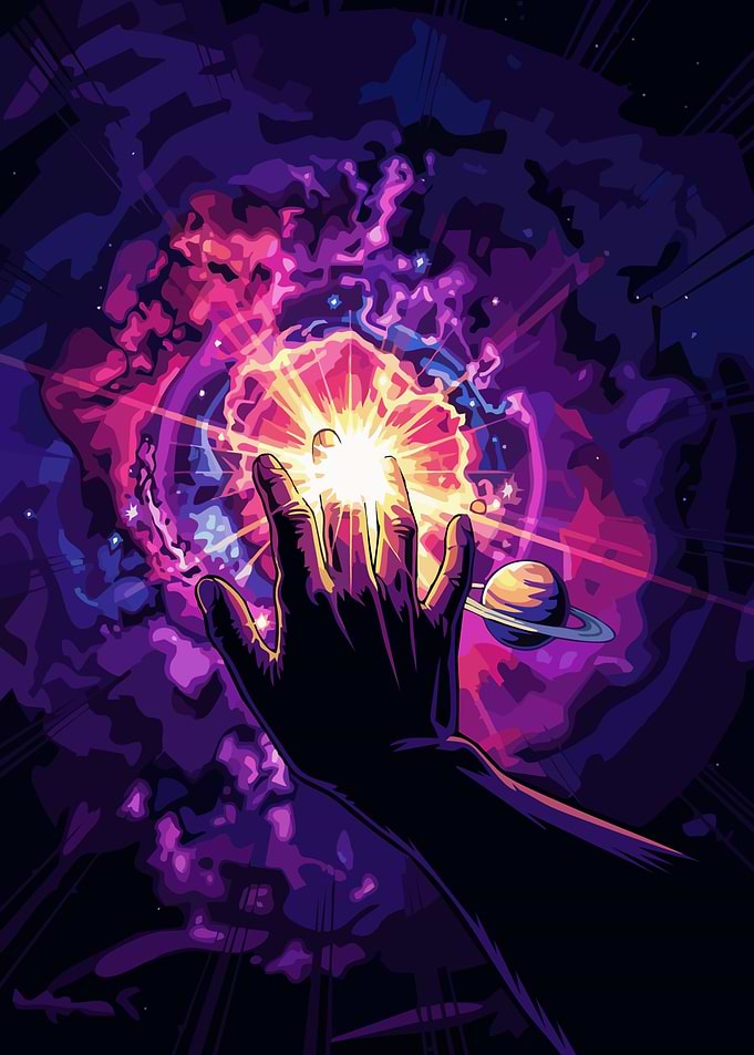 Hand Reaching for Cosmic Energy