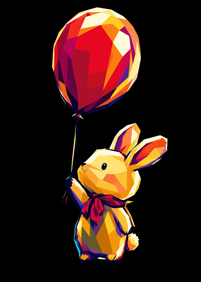 Cute Bunny Holding a Balloon