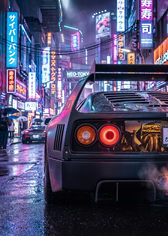 Cyberpunk ferrari f40 Car in Neon City