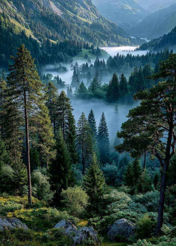 Misty Mountain Forest Landscape