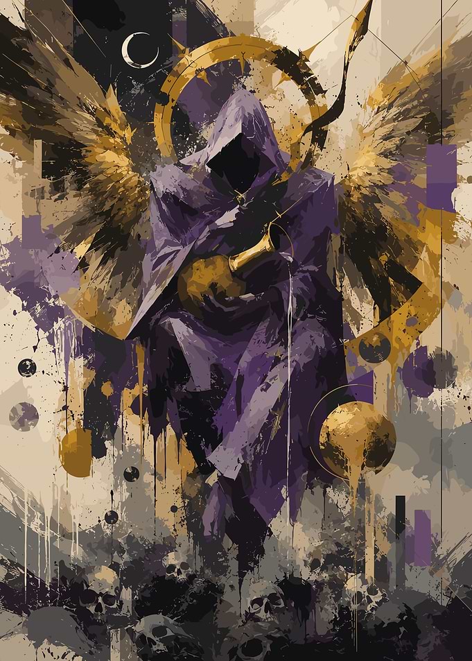 Grim Reaper with Golden Wings and Horn