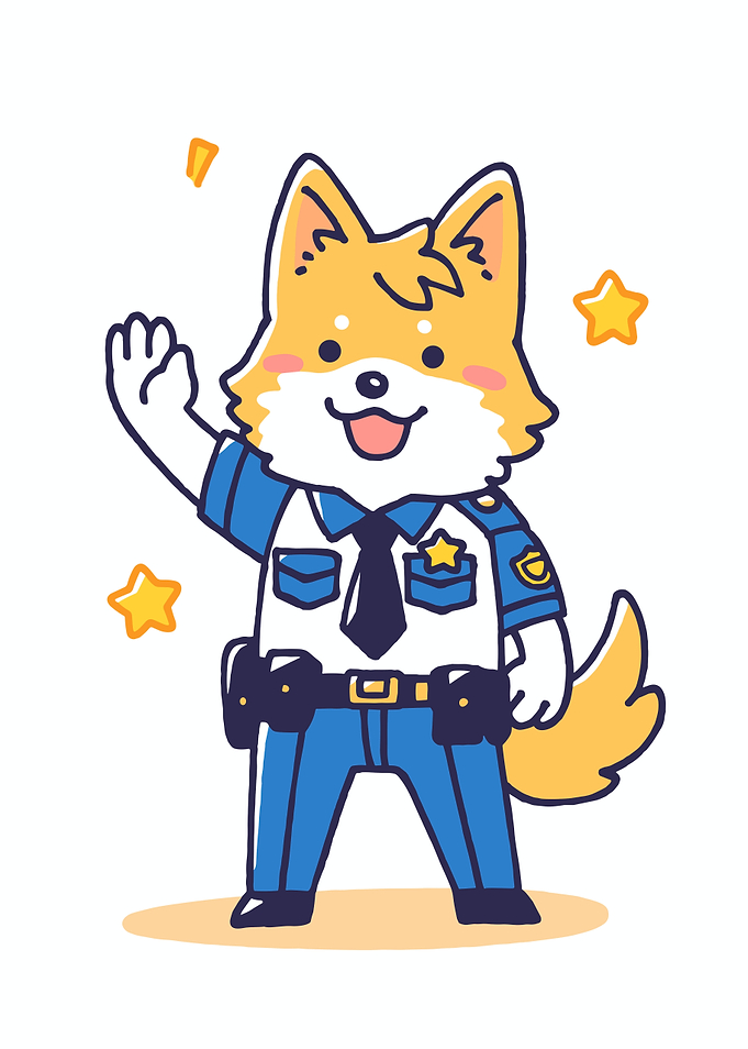 Cute Dog Police Officer Waving