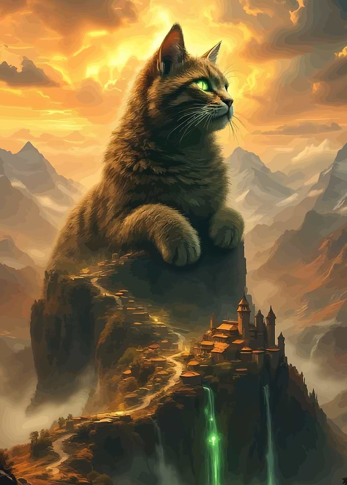 Giant Cat Mountain Cityscape